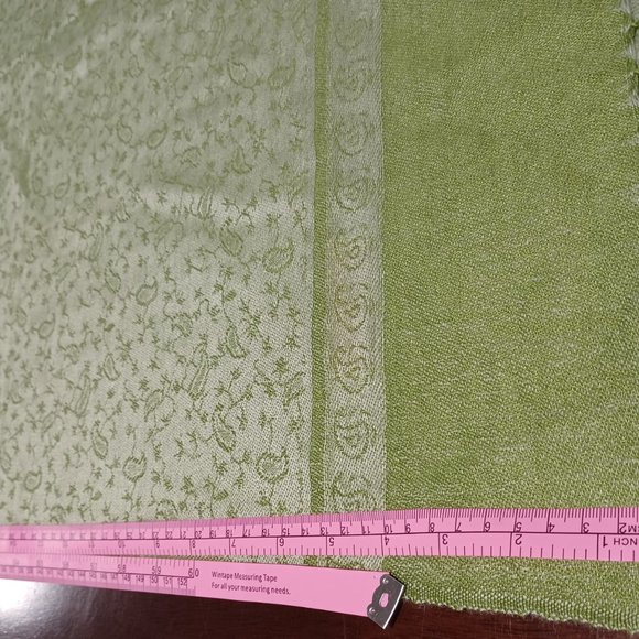 Pashmina Silk scarf Yoga Shawl Bohemian light green reversible wrap - Picture 5 of 10